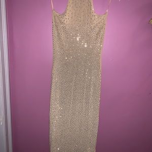 Glo Up Rhinestone Dress - Nude
